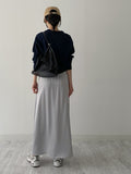 Banding Satin Long Skirt