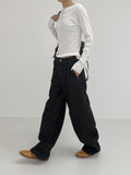 [unisex] Back pin tuck wide denim pants