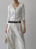 [Belt SET] One-tuck wide cotton pants