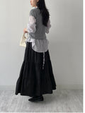 Aco Tiered Flare Long Skirt