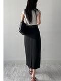 Ribbed Cap Sleeve Knit T-Shirt
