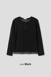 Henley neck layered long sleeves