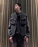 Salt Washed Biker Denim Jacket