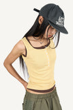 Button ribbed sleeveless