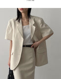 Kanna Linen 3 Button Overfit Half Jacket