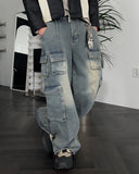 Multi Pocket Washed Denim