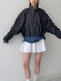 Shirring Raglan Nylon Jumper