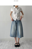 Wonder Shirring Cap Short Sleeve Blouse