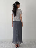 Rose Ribbed Boat Neck Short Sleeve T-shirt