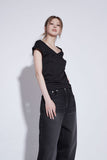 black washing wide jeans