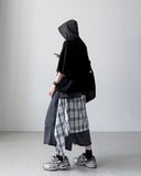 Check Skirt Bermuda Denim