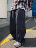 Side zipper pocket stitch balloon denim
