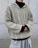 Noel Knit Hoodie Half Zip Up