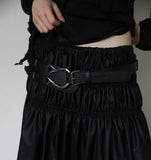 Leather ring wide belt