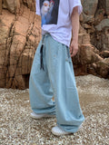 Light Blue Folded Snap Denim Pants