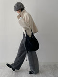 Velour Strap Banding Wide Pants