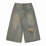 Terran Wide Distressed Bermuda Denim Pants