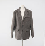 Jute Herringbone Over Fit Wool Jacket