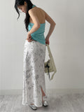Shirred Halter Neck Long Sleeveless
