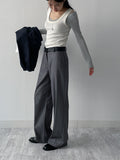 Leather Stripe Wide Slacks