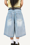 Air Blue Washed Denim Bermuda Pants