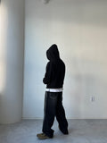 Side Cutting Black Denim