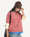 Striped cropped cutoff t-shirt