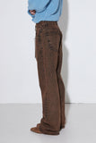 wide brown washing denim