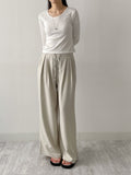 Million Pleated Banding Wide Slacks