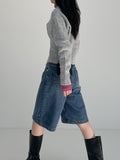 Zip-up round crop knit