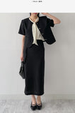 Lara Tweed Belted H-Line Long Skirt
