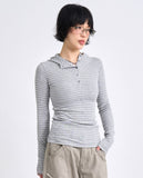 Seasoning stripe hood long sleeve