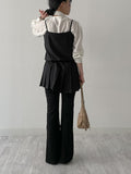 Unbalanced One-Tie Puff Blouse