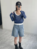 Clips U-neck See-through Knit