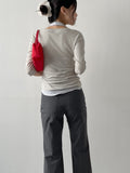 Ribbed Deep U-Neck Crop T-Shirt