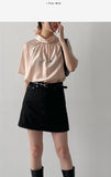 [Scrunchie Set/Reversible] Tencel See-Through Half Blouse