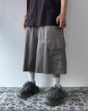 Washed Diagonal Cargo Bermuda Banding Pants