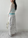 Raw Flower H-line Long Skirt
