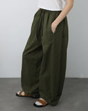 Snap Wide Cotton Pants