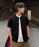 Marron henley neck short sleeve cardigan