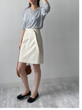 [Belt SET] Stitched Nylon Midi Skirt