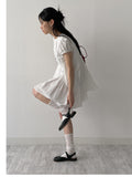 Rib Nylon Shirring Mini One Piece