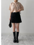 [Scrunchie Set/Reversible] Tencel See-Through Half Blouse