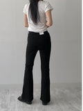 Basic cotton semi-bootcut pants