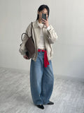 202 Back Pocket Balloon Fit Wide Denim Pants