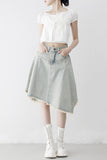 Reneck denim unbalance skirt