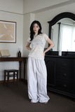 Rib lace knit top