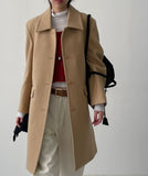 [Merino wool 90%] Stitched collar half coat