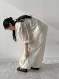 Linen Cinch Back Balloon Fit Wide Pants
