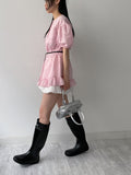 [Short sleeve.ver] Frill Stripe Loose Fit Blouse